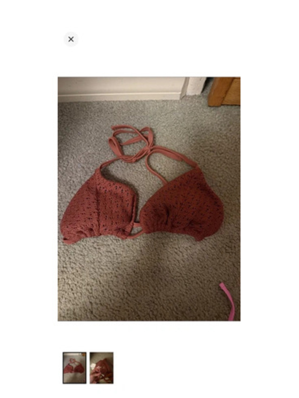 Hollister Rust Pink Crochet Halter Bikini Top